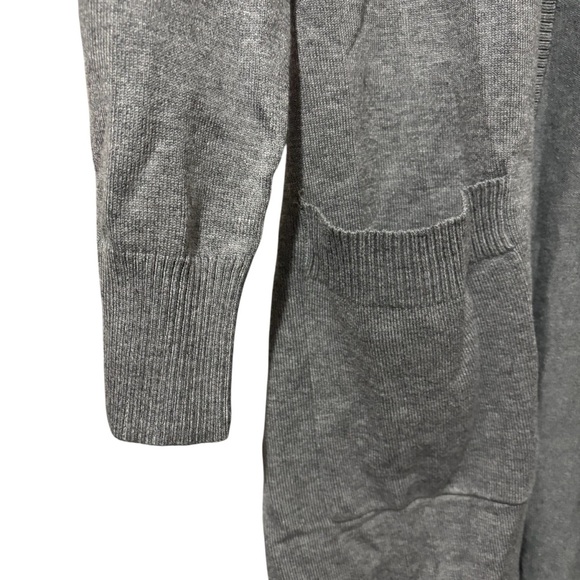 By Design Gray Open Front Long Length Sweater Cardigan Duster Pockets Medium - Picture 8 of 12